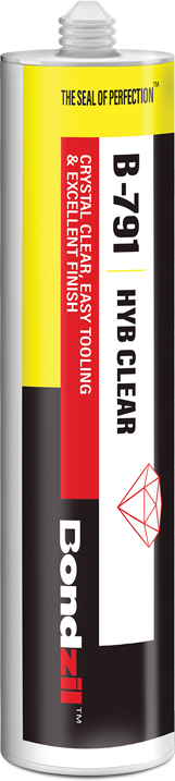 B-791 hybrid silicone sealant for interior bonding of glass and other transparent materials, construction and building applications and exterior bonding